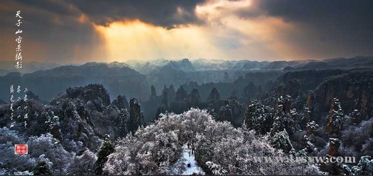 周立张家界雪景作品